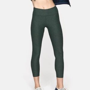 OUTDOOR VOICES Tech Sweat Heather Dark Green Crop Leggings Size XL